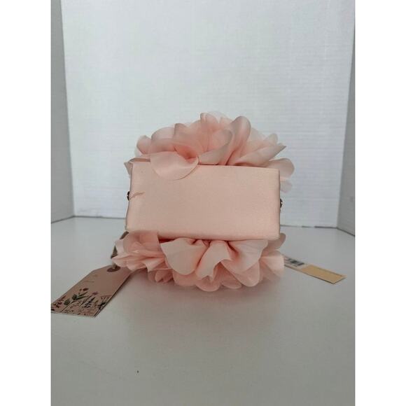 JEWEL BADGLEY MISCHKA Floral Evening Clutch Purse Blush Pink Gold Chain NWT - Picture 9 of 14